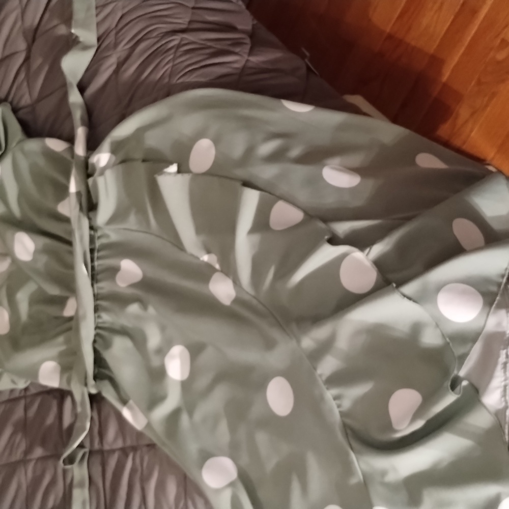 SheIn Ruffle hem, 1XL, green polka dot